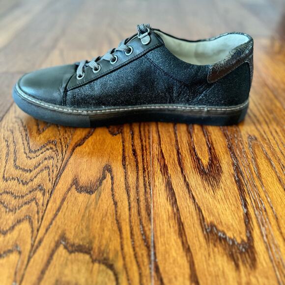 Johnston & Murphy Women's 9 Callie Lace-Up Black Glitter Leather Sneakers - Picture 4 of 11